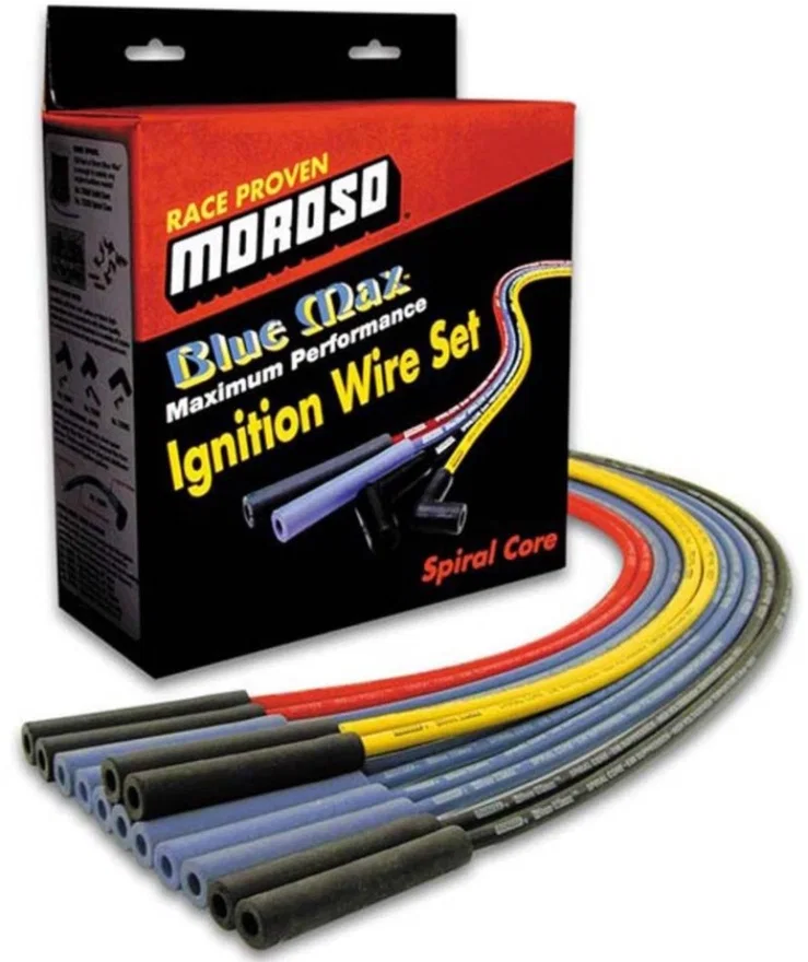 Moroso 73232, Universal Ignition Wire Set - Blue Max - Spiral Core - Unsleeved - Straight - Black
