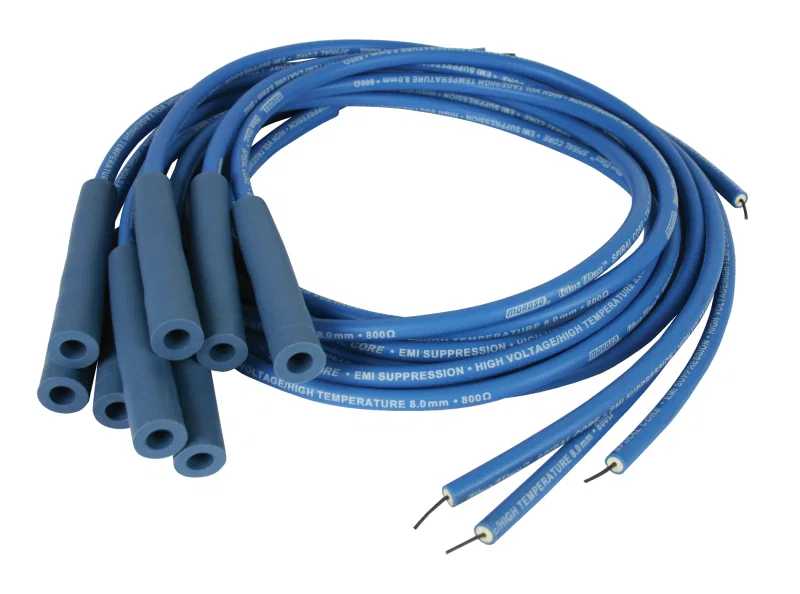 Moroso 73226, Universal Ignition Wire Set - Blue Max - Spiral Core - Unsleeved - Straight - Blue