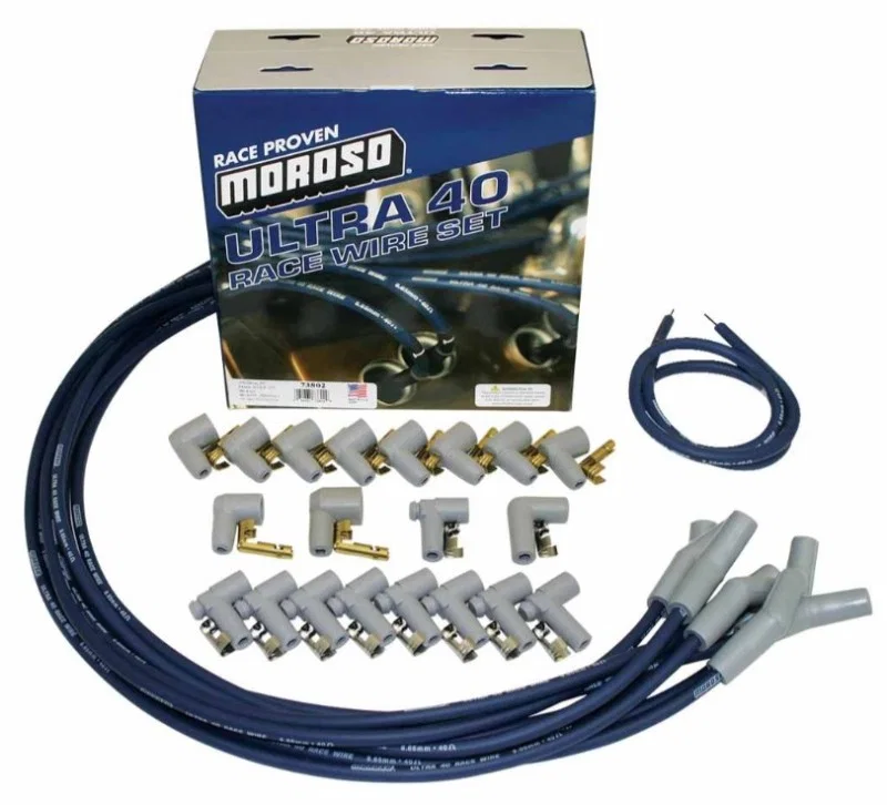 Moroso 73802, Universal Ignition Wire Set - Ultra 40 - 135 Degree - Blue