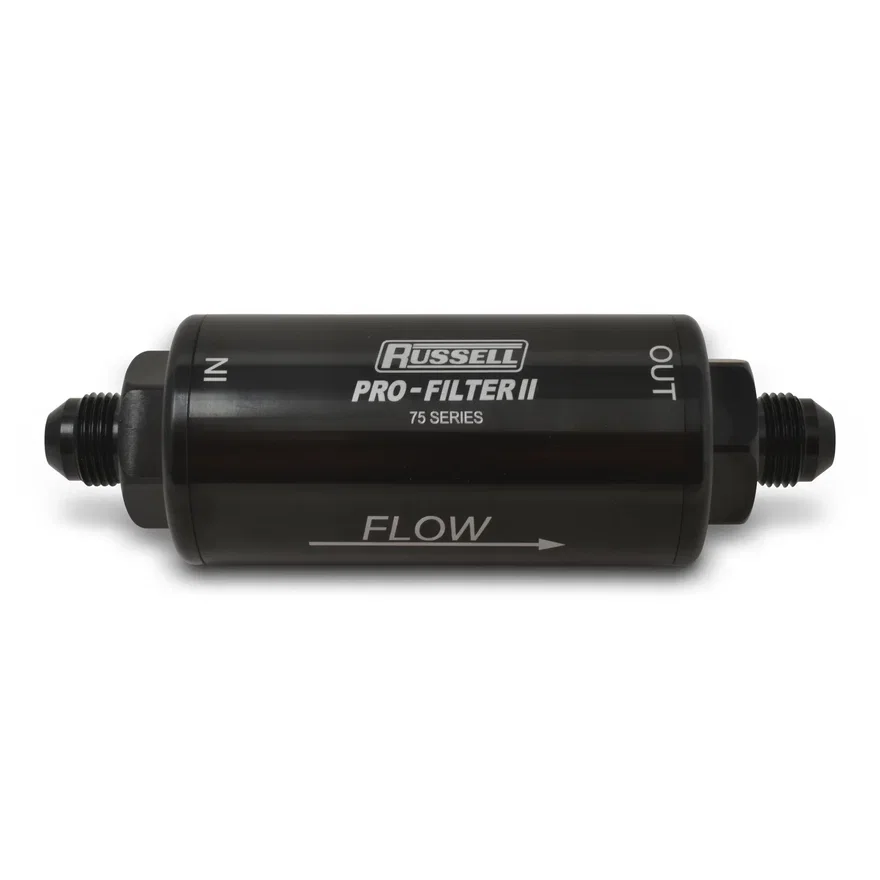 75 Series Pro-filter 2 10AN Male In/Out, 40 Micron Element With Black Finish