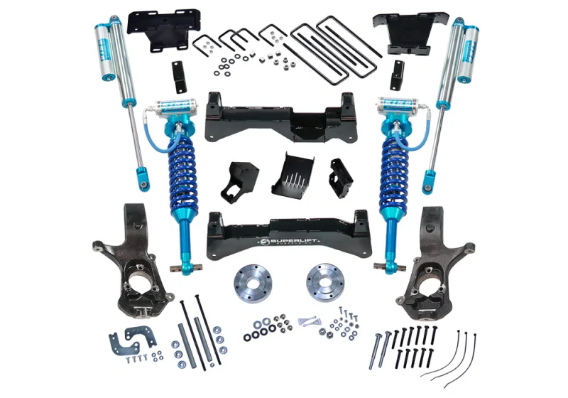 Superlift K919KG, 07-16 Chevy Silv 4WD 8in Lift Kit w/ OE Cast Steel Control Arms & King Coilovers & Shocks
