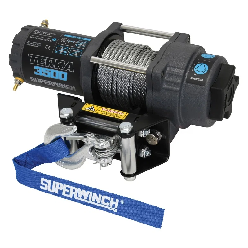 Superwinch 1135260, 3500 LBS 12V DC 7/32 in x 32 ft Steel Rope Terra 3500 Winch - Gray Wrinkle