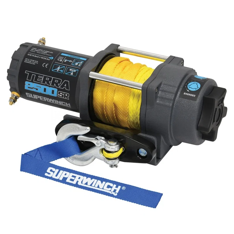 Superwinch 1125270, 2500 LBS 12V DC 3/16in x 40ft Synthetic Rope Terra 2500SR Winch - Gray Wrinkle
