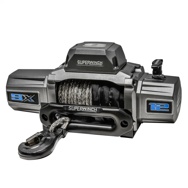 Superwinch 1712201, 12000 LBS 12V DC 3/8in x 80ft Synthetic Rope SX 12000SR Winch - Graphite