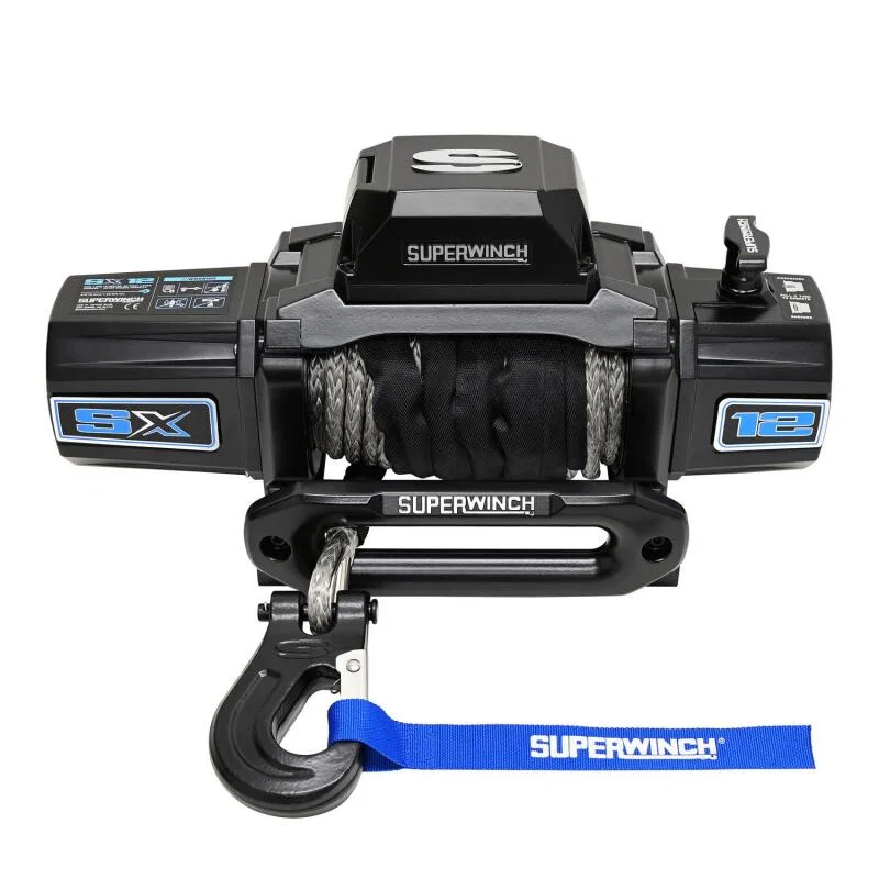 Superwinch 1712204, 12000 LBS 12V DC 3/8in x 80ft Synthetic Rope SX12SR Winch - Semi Gloss Black