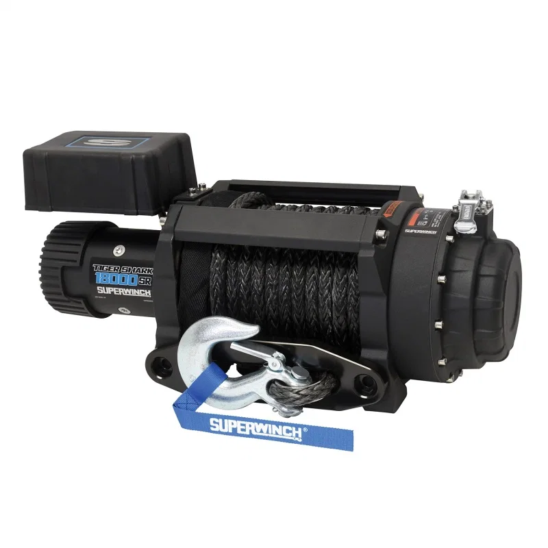 Superwinch 1518001, 18000 LBS 12V DC 33/64in x 79 ft Synthetic Rope Tiger Shark 18000SR Winch