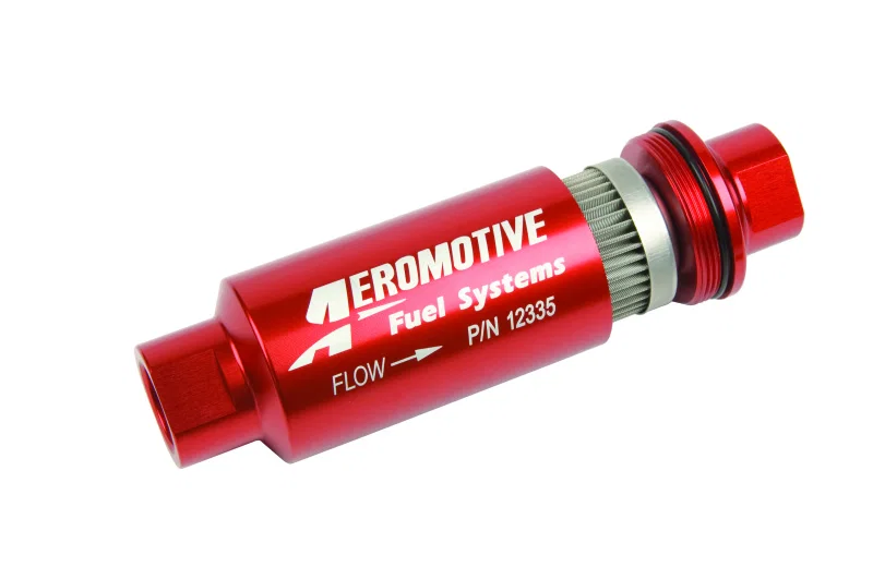 Aeromotive 12335, In-Line Filter - AN-10 size - 40 Micron SS Element - Red Anodize Finish