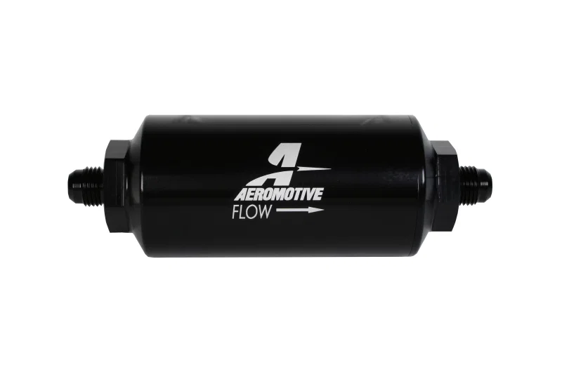 Aeromotive 12390, In-Line Filter - AN-06 238 Stainless Mesh Element - Anodized Black