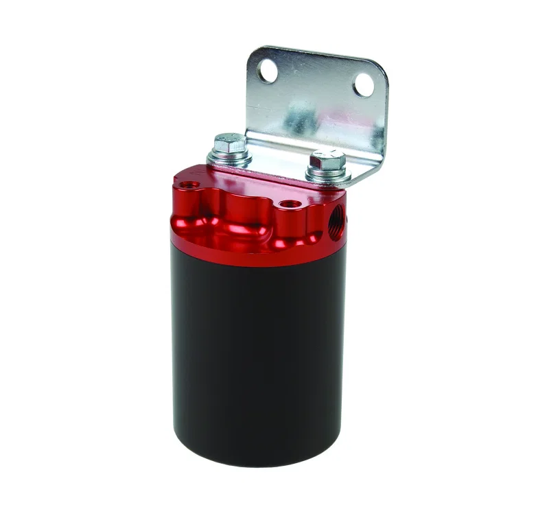 Aeromotive 12317, SS Series Billet Canister Style Fuel Filter Anodized Black/Red - 10 Micron Fabric Element