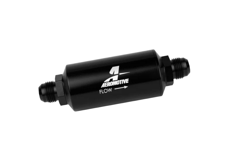Aeromotive 12385, In-Line Filter - AN -10 size Male - 10 Micron Microglass Element - Bright-Dip Black