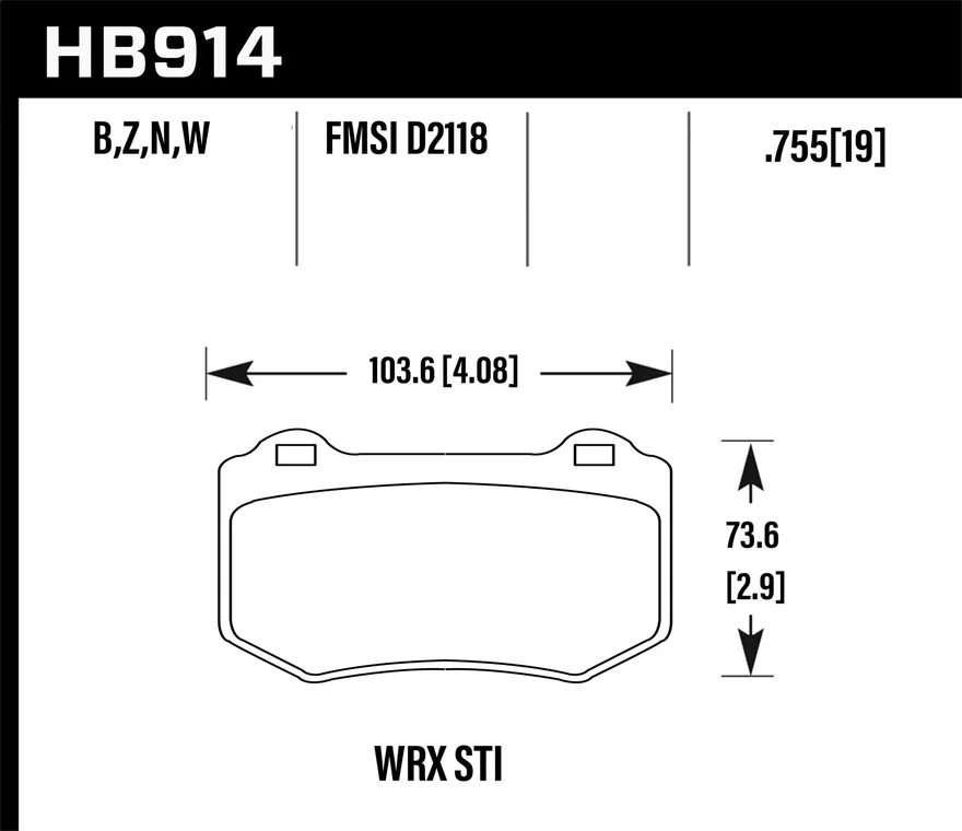 Hawk Performance HB914B.580, Rear HPS 5.0 Disc Brake Pad for Subaru WRX STI