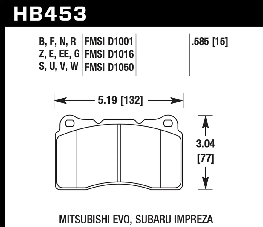 Hawk Performance HB453B.585, Front HPS 5.0 Disc Brake Pad