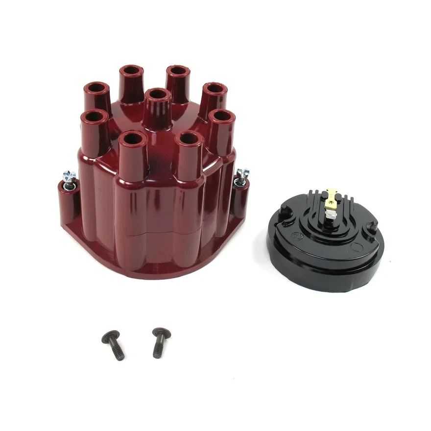 Pertronix D600701, REPLACEMENT CAP AND ROTOR KIT FOR 8-CYLINDER FLAME-THROWER BILLET DISTRIBUTORS. RED FEMALE STYLE CAP