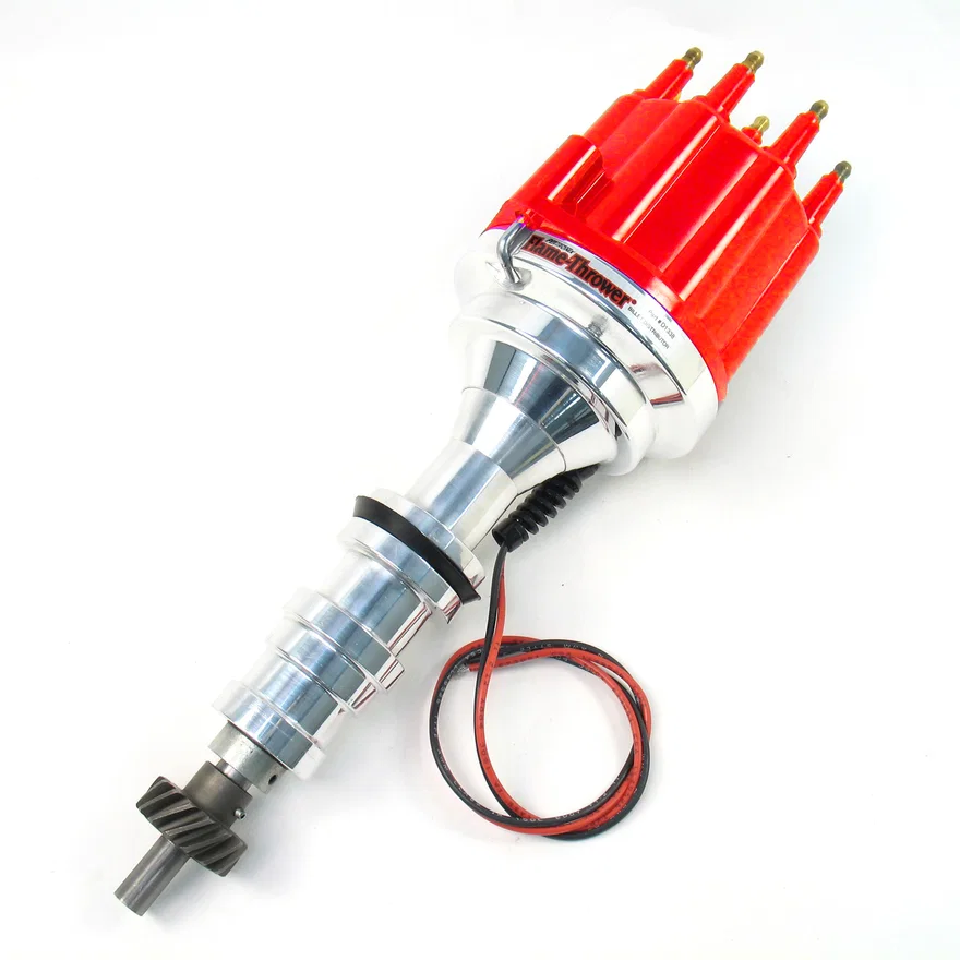 Pertronix D133811, Dist Billet Ford FE 352-428, No Vac Red Male Cap