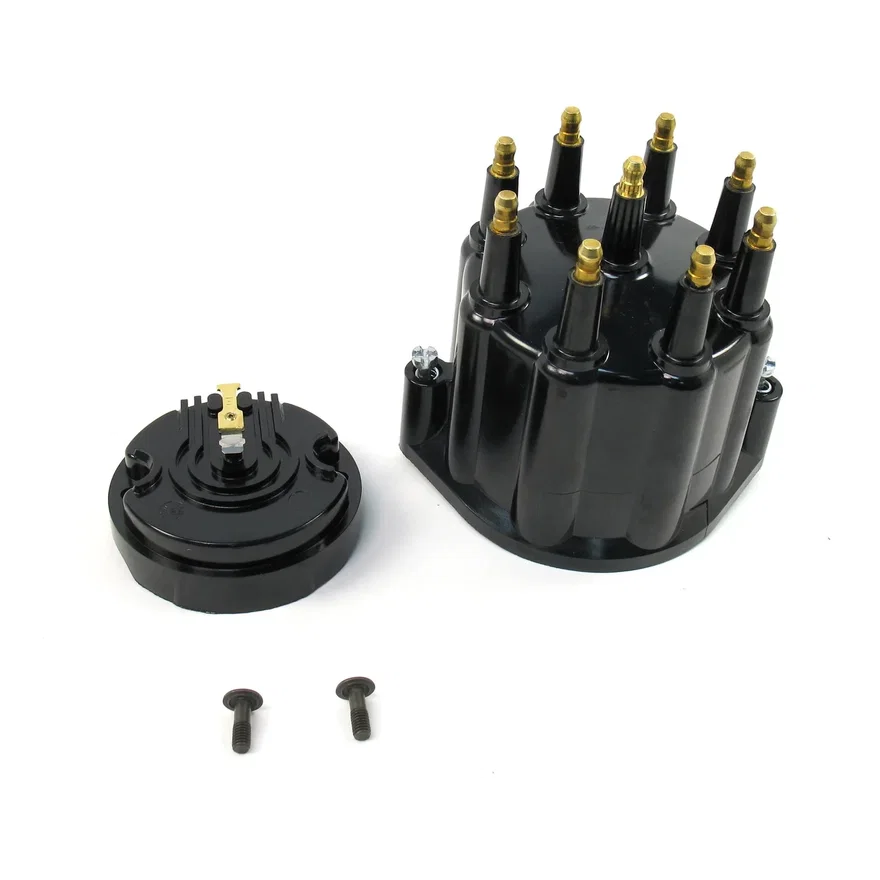 Pertronix D600710, REPLACEMENT CAP AND ROTOR KIT FOR 8-CYLINDER FLAME-THROWERBILLET DISTRIBUTORS. BLACK MALE STYLE CAP