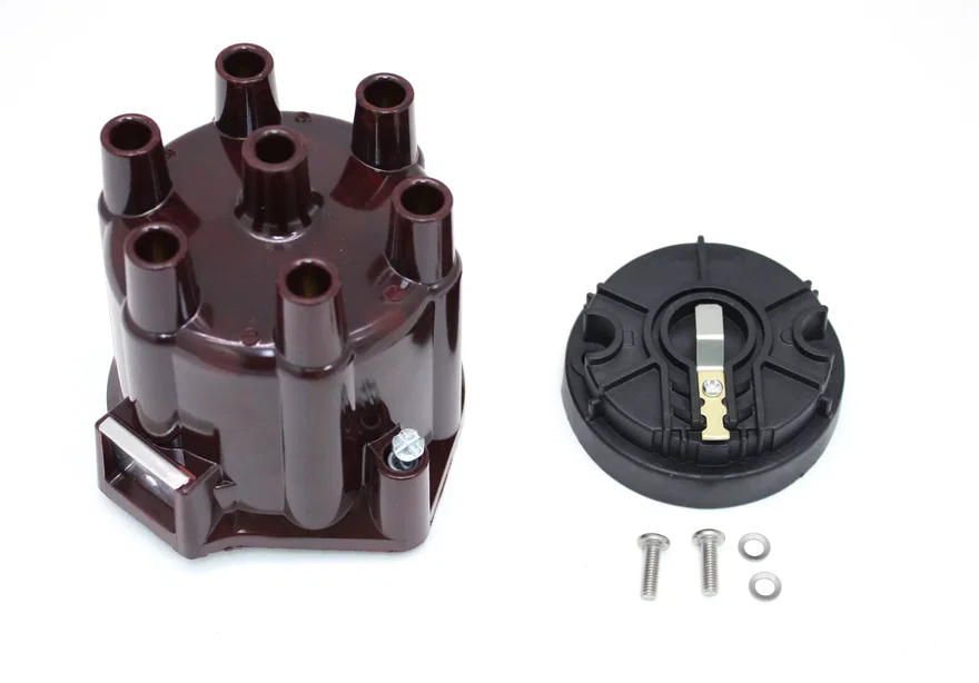 Pertronix D606701, REPLACEMENT CAP AND ROTOR KIT FOR 6-CYLINDER FLAME-THROWER BILLET DISTRIBUTORS. RED FEMALE STYLE