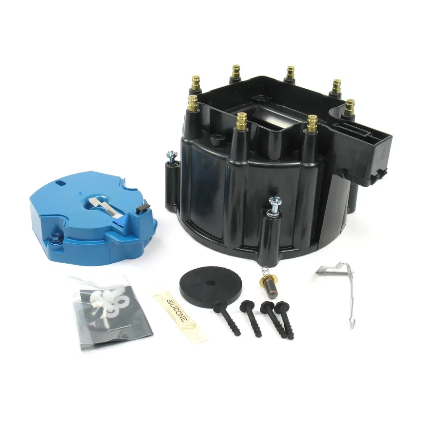 Pertronix D4000, Flame-Thrower HEI Distributor Cap and Rotor Kit Black