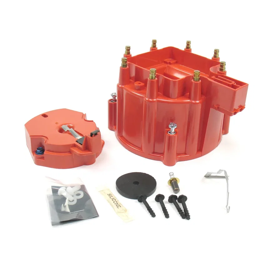 Pertronix D4001, Flame-Thrower HEI Distributor Cap and Rotor Kit Red