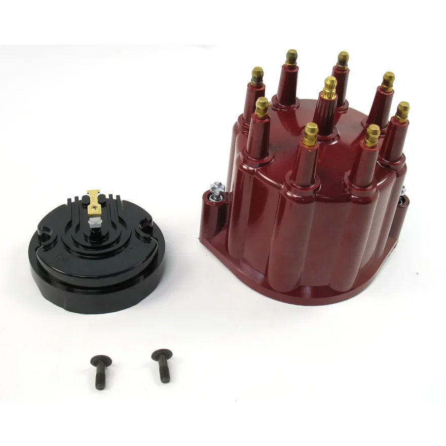 Pertronix D600711, REPLACEMENT CAP AND ROTOR KIT FOR 8-CYLINDER FLAME-THROWER BILLET DISTRIBUTORS. RED MALE STYLE CAP