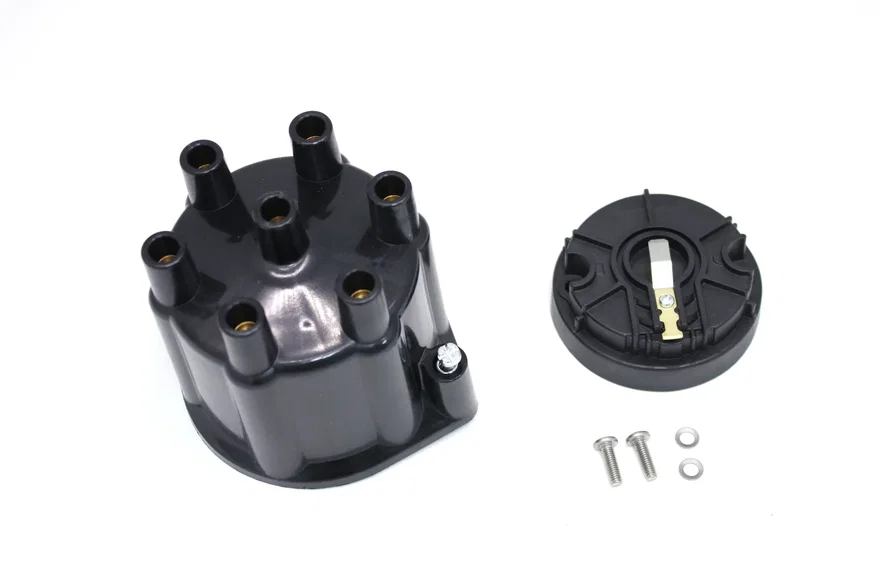 Pertronix D606700, REPLACEMENT  CAP AND ROTOR KIT FOR 6-CYLINDER FLAME-THROWER BILLET DISTRIBUTORS. BLACK FEMALE STYLE