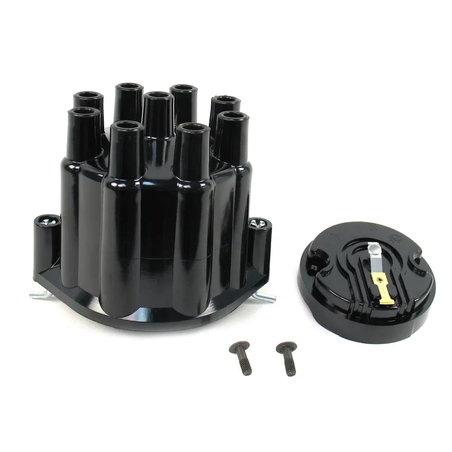 Pertronix D600700, REPLACEMENT CAP AND ROTOR KIT FOR 8-CYLINDER FLAME-THROWER BILLET DISTRIBUTORS. BLACK FEMALE STYLE CAP
