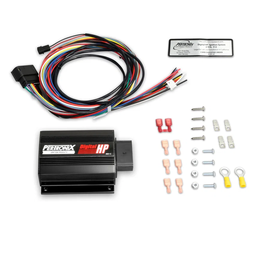 Pertronix 510, DIGITAL HP IGNITION SYSTEM. THIS SYSTEM FEATURES 187 MILLIJOULES OF SPARK ENERGY, 3 STEP REV LIMITER, AND MULTISPARK TO REDLINE, ALL IN A ULTRA SMALL FORM FACTOR. BLACK