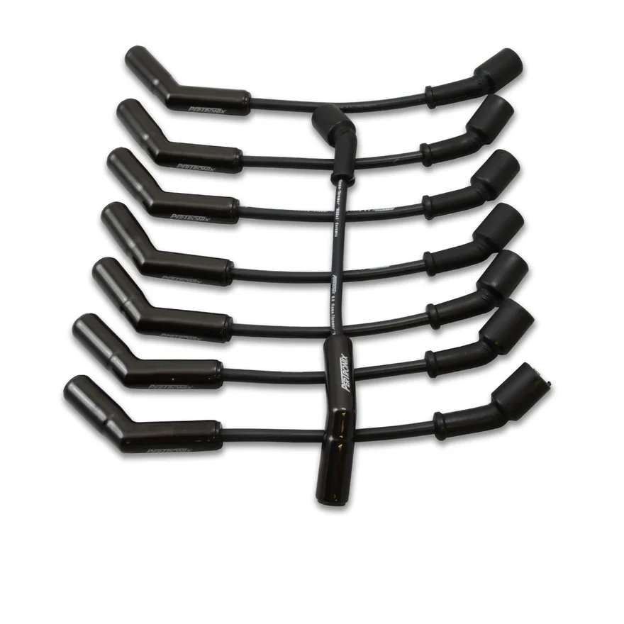 Pertronix 828224HT, 808224HT Flame-Thrower Spark Plug Wires GM LS 8 cyl 45 Black Ceramic Boots; 8MM Black wire