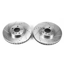 Front DRILLEDSLOTTED ROTOR PAIR for BMW X5 image 2