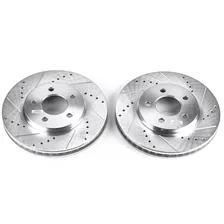 Front DRILLEDSLOTTED ROTOR PAIR for Ford Mustang image 2