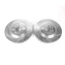 Front DRILLEDSLOTTED ROTOR PAIR for Cadillac image 2
