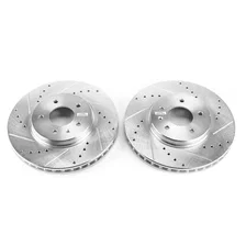 Front DRILLEDSLOTTED ROTOR PAIR for Cadillac STS image 2