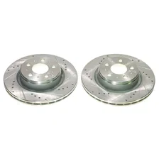 Front DRILLEDSLOTTED ROTOR PAIR for Tesla 3 image 1