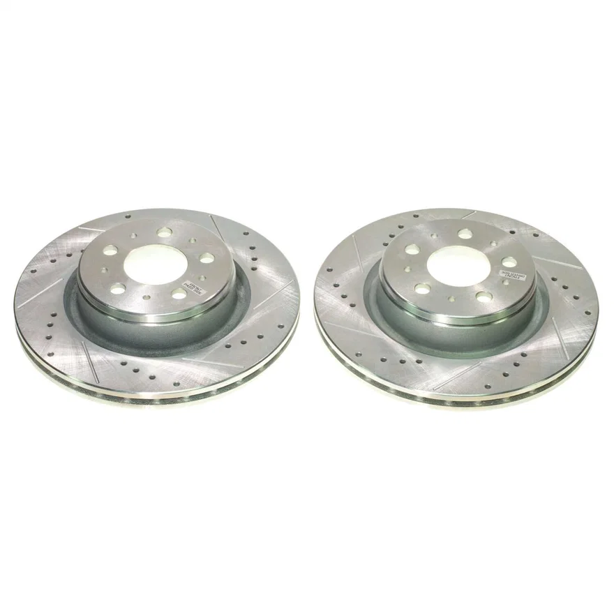 Front DRILLEDSLOTTED ROTOR PAIR for Tesla 3