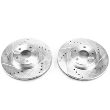 Front DRILLEDSLOTTED ROTOR PAIR for Subaru Impreza image 2