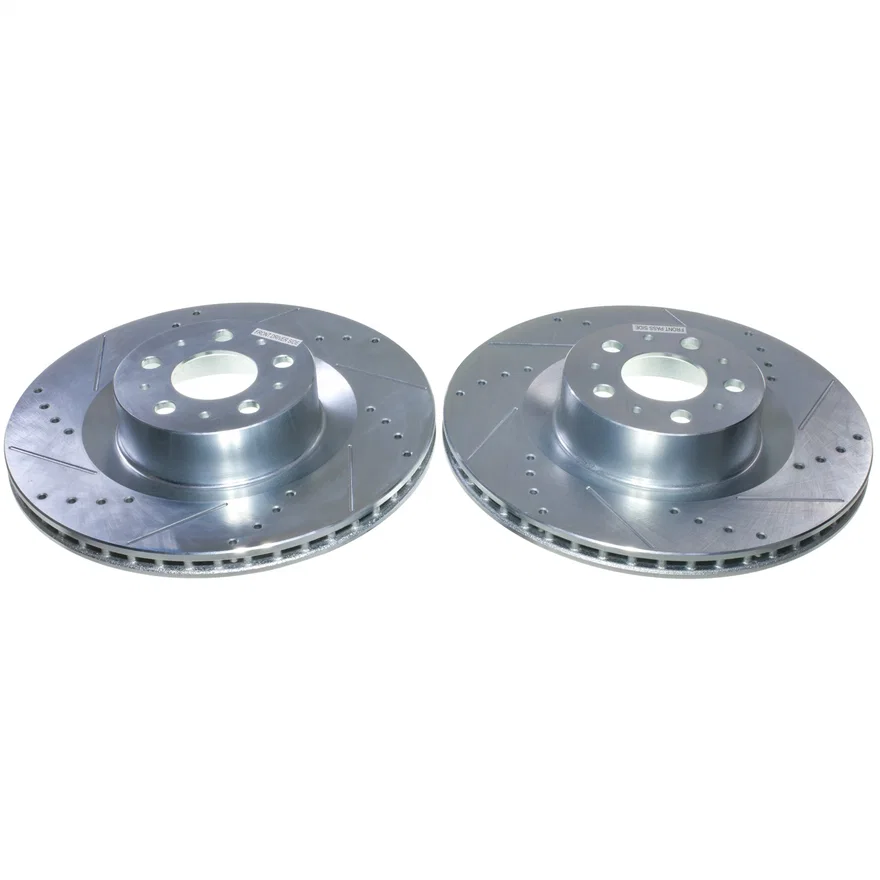 Front DRILLEDSLOTTED ROTOR PAIR for Tesla Y