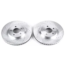 Front DRILLEDSLOTTED ROTOR PAIR for Ford Mustang image 2