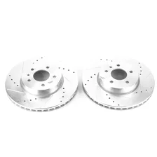 Front DRILLEDSLOTTED ROTOR PAIR for Cadillac ATS image 2