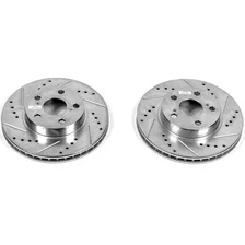 Front DRILLEDSLOTTED ROTOR PAIR for Toyota Prius image 2