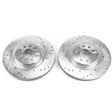 Front DRILLEDSLOTTED ROTOR PAIR for Honda Civic image 2