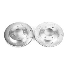 Front DRILLEDSLOTTED ROTOR PAIR for Mitsubishi Montero image 2