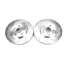 Front DRILLEDSLOTTED ROTOR PAIR for Acura TL image 2