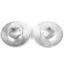 Front DRILLEDSLOTTED ROTOR PAIR for Ford image 2