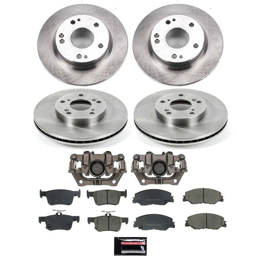 PowerStop KCOE8343, Front and Rear AUTOSPECIALTY KIT W/CALS for Honda Civic