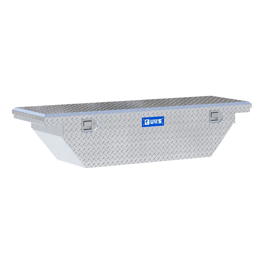UWS EC10291, Bright Aluminum 63" Angled Crossover Tool Box with Low Profile (Heavy Packaging)