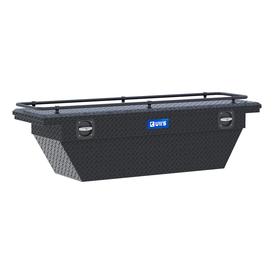 UWS SLD69-A-LP-MB-R, Matte Black Aluminum 69" Deep Angled Secure Lock Tool Box, Low Profile, Rail