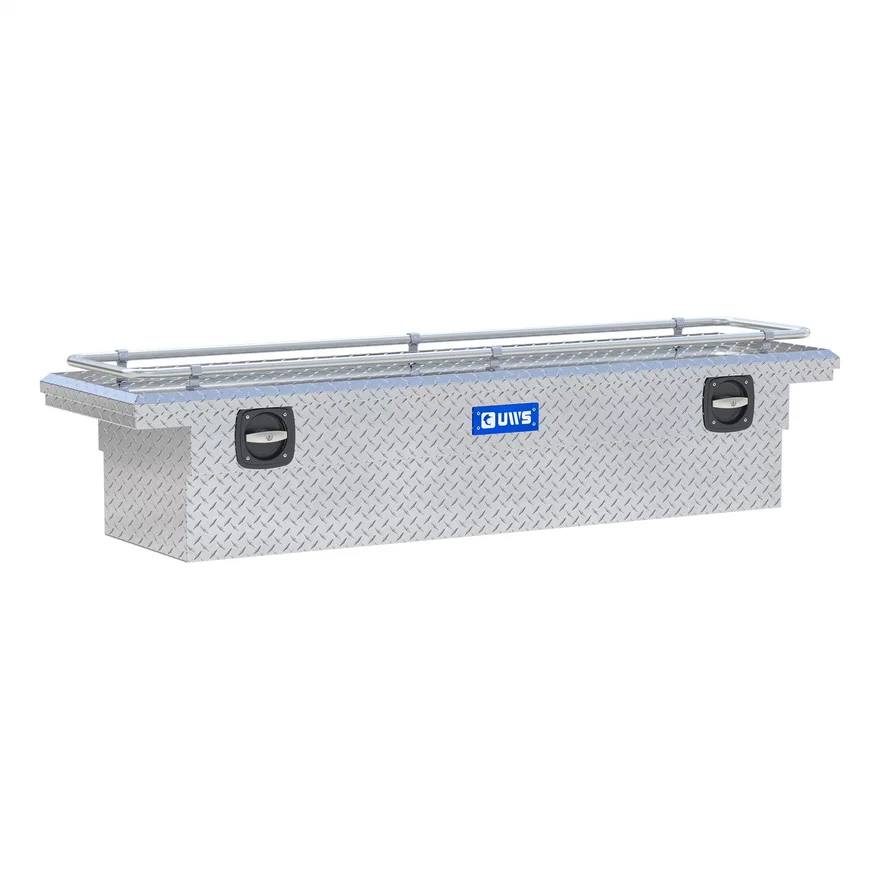 UWS SL-72-LP-R, Bright Aluminum 72" Secure Lock Crossover Truck Tool Box with Low Profile & Rail