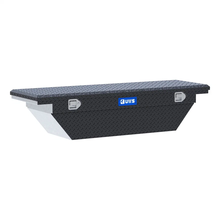UWS TBS-63-A-LP-MB, Matte Black Aluminum 63" Angled Truck Tool Box, Low Profile (LTL Shipping Only)