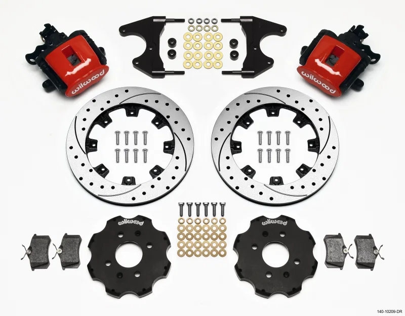 Wilwood 140-10209-DR, Combination Parking Brake Rear Kit 12.19in Drilled Red Civic / Integra Drum 2.46 Hub Offset