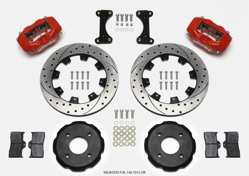 Wilwood 140-7015-DR, Forged Dynalite Front Hat Kit 12.19in Drilled Red 2002 Mitsubishi Lancer