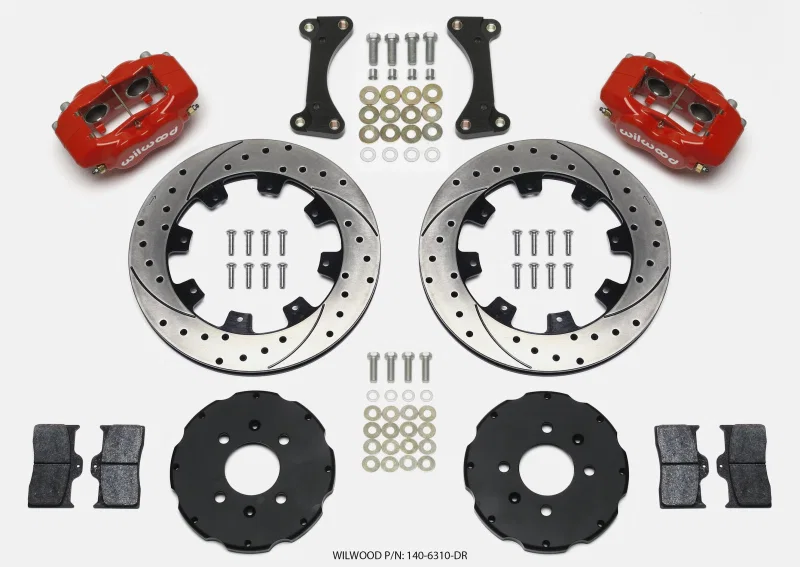 Wilwood 140-6310-DR, Forged Dynalite Front Hat Kit 12.19in Drilled Red 90-99 Civic w/240 mm Disc